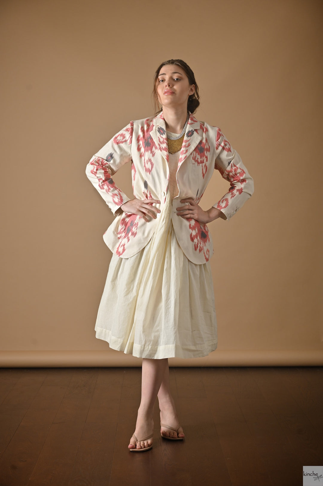 Tashkent, Uzbeki Ikat Weave Pattern Blazer - kinchecom