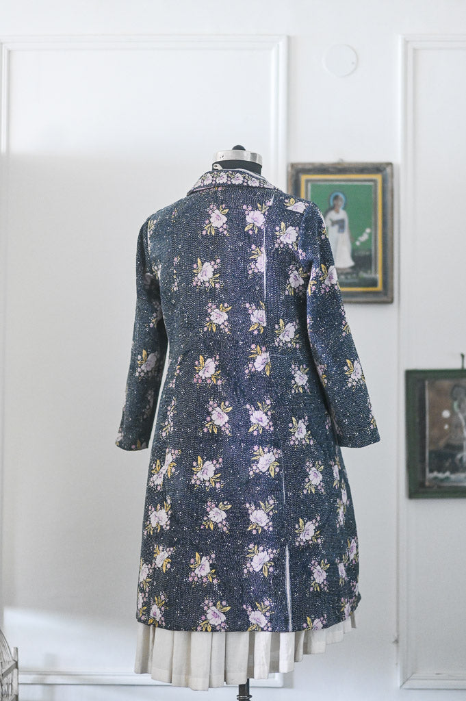 Celeste, Handmade Vintage Kantha Long Blazer in XL - kinchecom