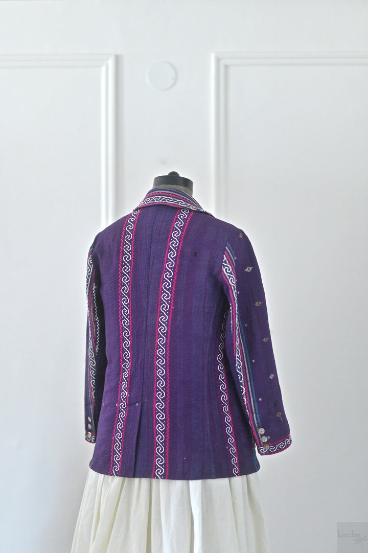 Charlie, Size Large, Antique Kantha Quilt Blazer for Women, One of a Kind - kinchecom