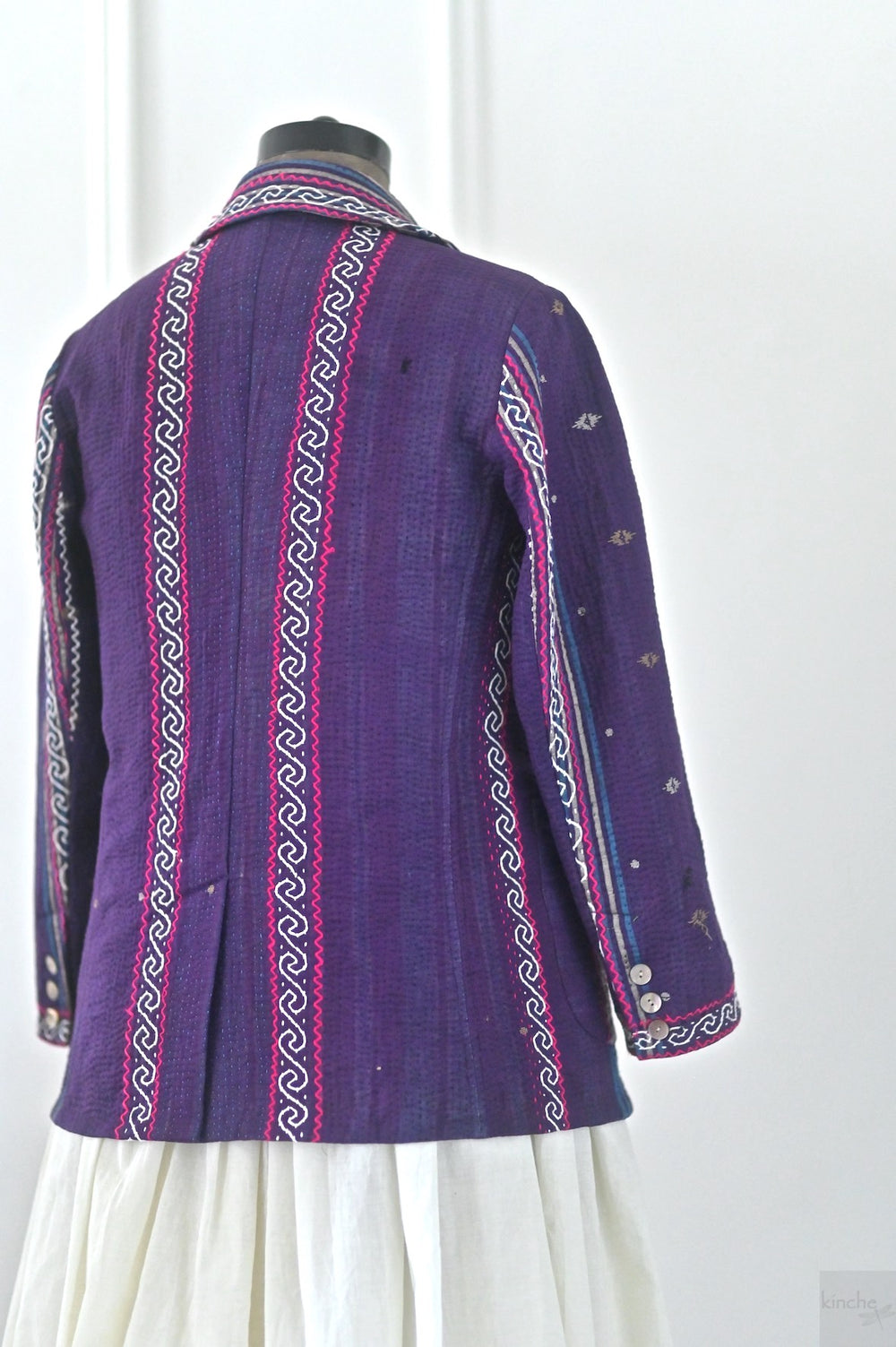 Charlie, Size Large, Antique Kantha Quilt Blazer for Women, One of a Kind - kinchecom
