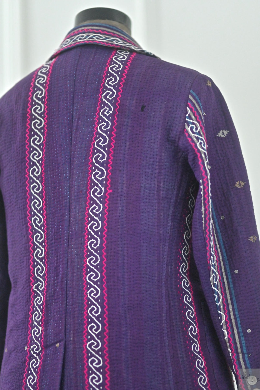 Charlie, Size Large, Antique Kantha Quilt Blazer for Women, One of a Kind - kinchecom