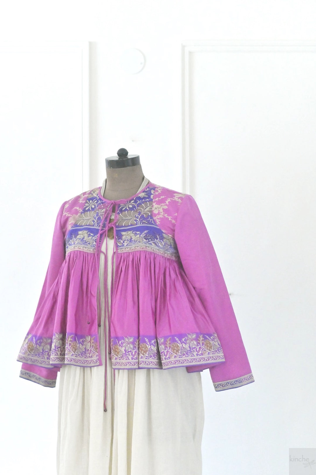 Kria, UP Cycles Zari Silk Saree kediya in Pink & Purple - kinchecom