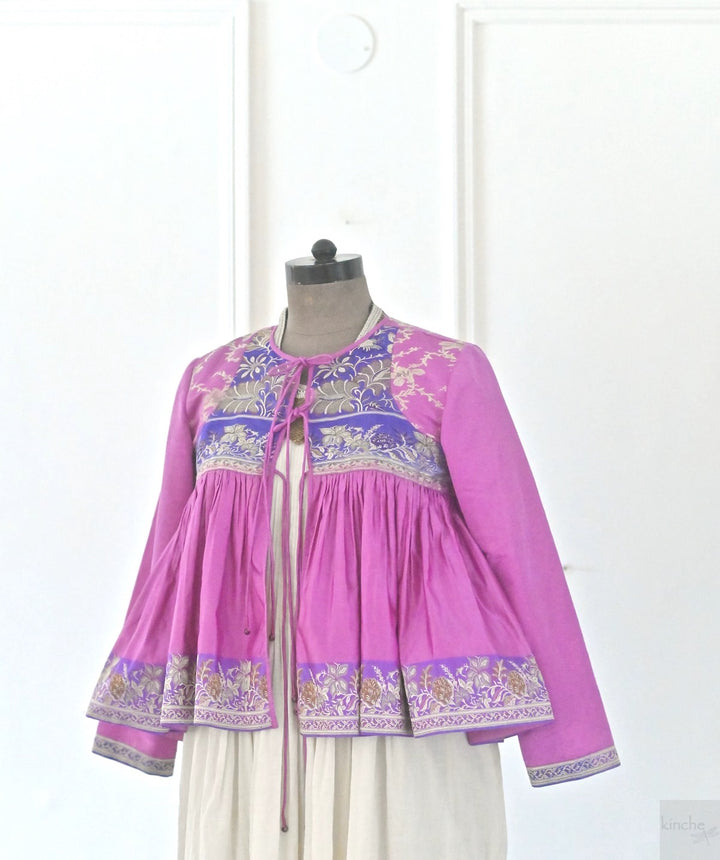 Kria, UP Cycles Zari Silk Saree kediya in Pink &amp; Purple - kinchecom