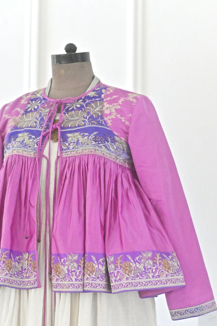Kria, UP Cycles Zari Silk Saree kediya in Pink &amp; Purple - kinchecom