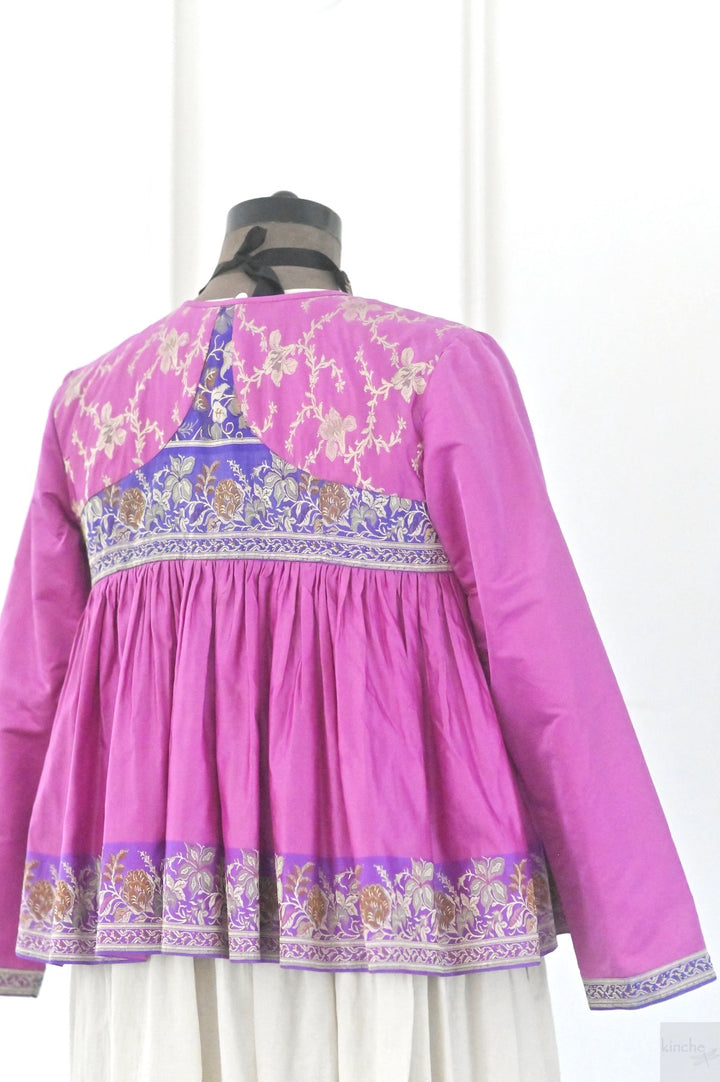 Kria, UP Cycles Zari Silk Saree kediya in Pink &amp; Purple - kinchecom