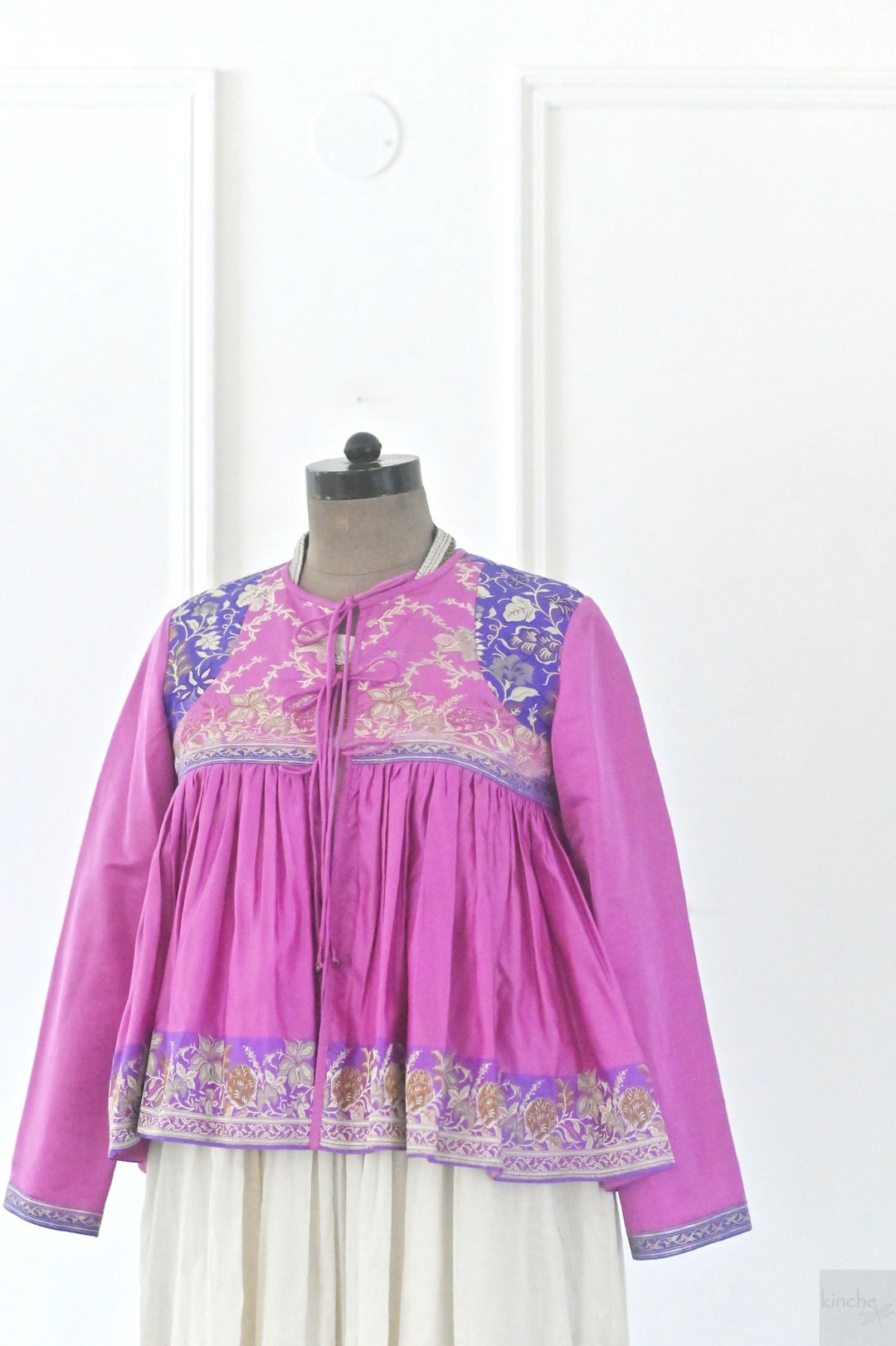 Kria, UP Cycles Zari Silk Saree kediya in Pink &amp; Purple - kinchecom
