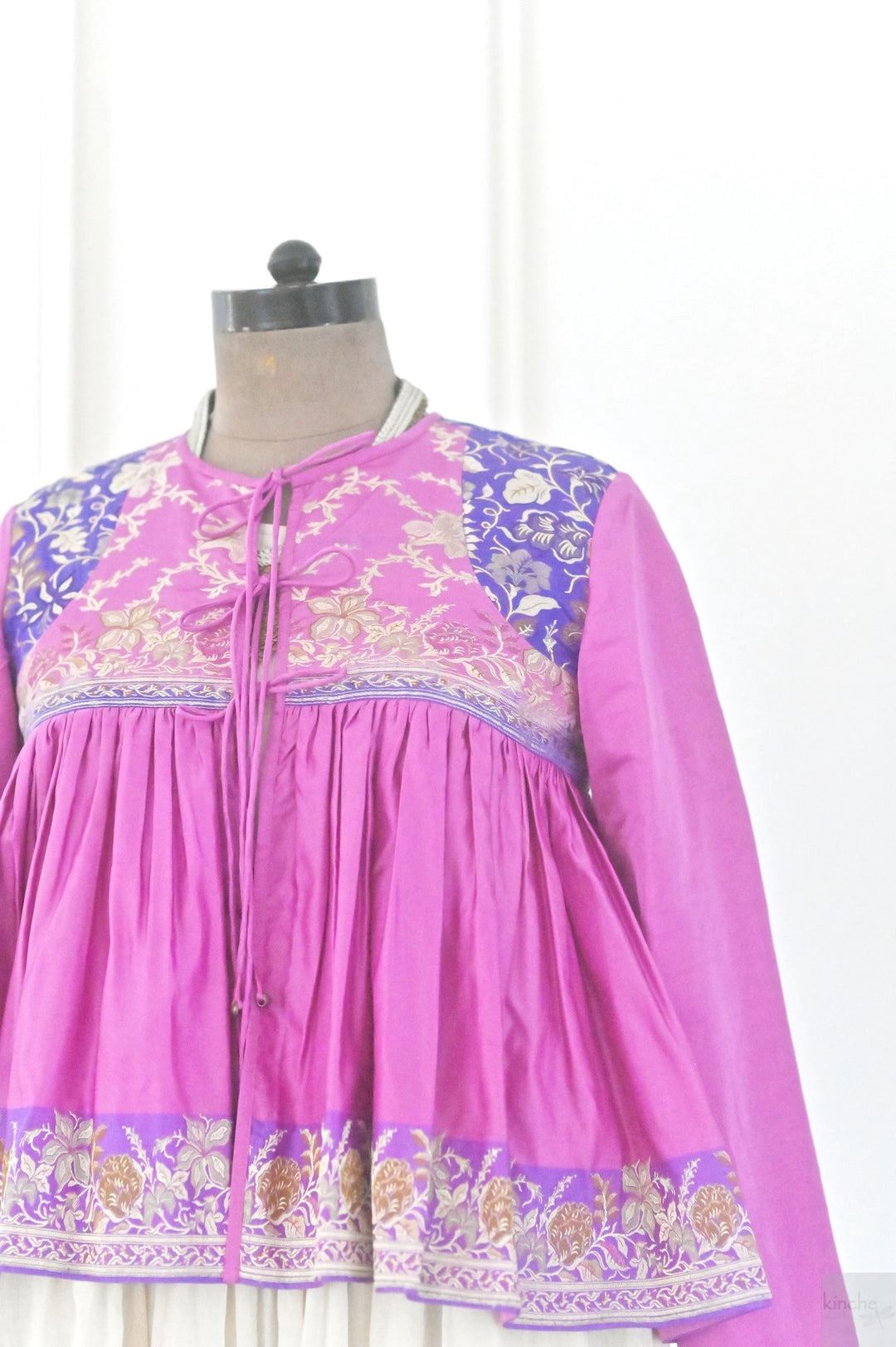 Kria, UP Cycles Zari Silk Saree kediya in Pink &amp; Purple - kinchecom