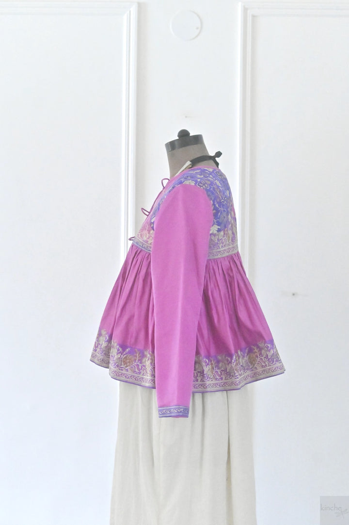 Kria, UP Cycles Zari Silk Saree kediya in Pink &amp; Purple - kinchecom
