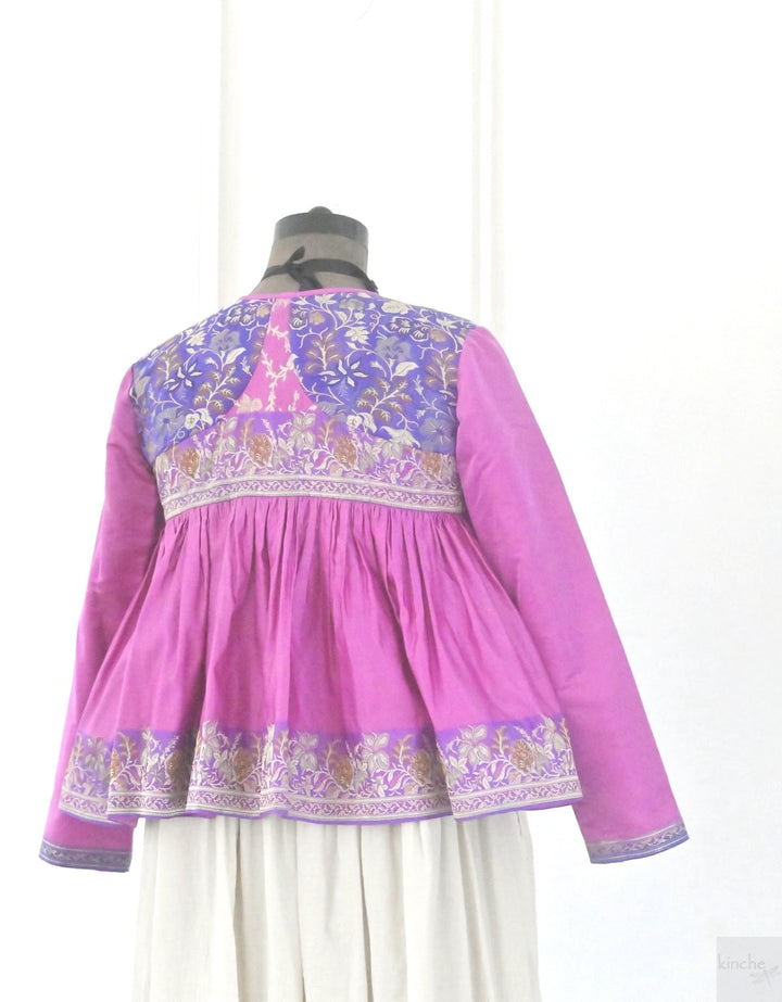 Kria, UP Cycles Zari Silk Saree kediya in Pink &amp; Purple - kinchecom