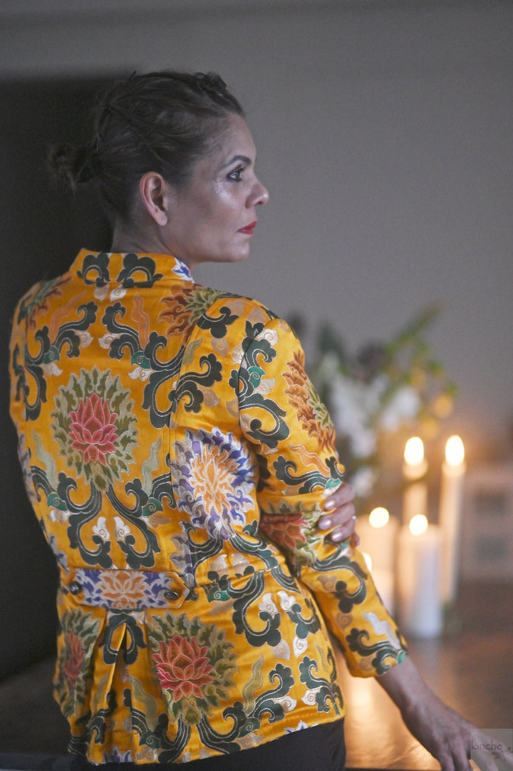Dache, Heritage Gyasar Tibetan Silk Jacket, Military Style - kinchecom