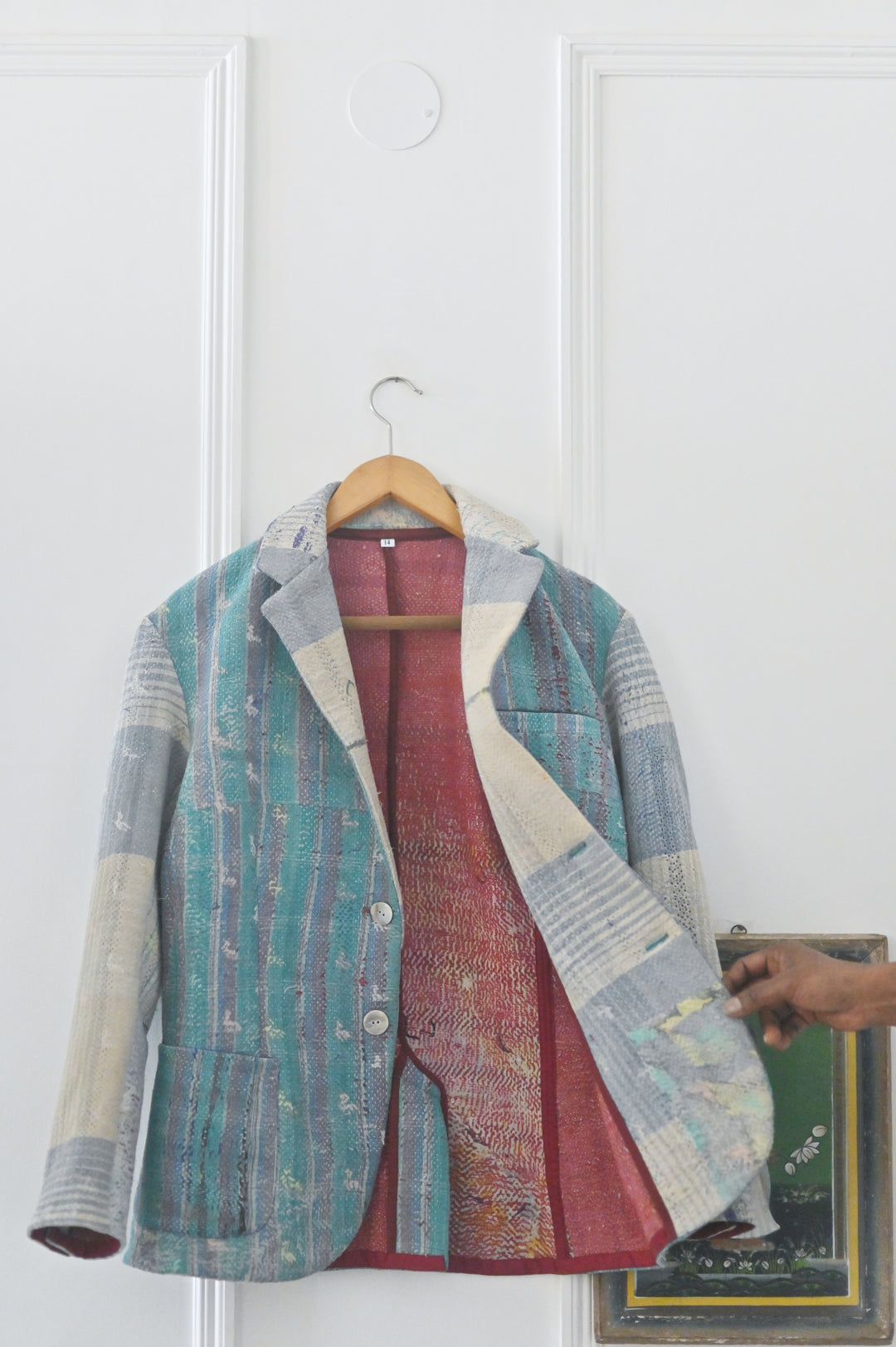 Oliver, Up Cycled Kantha Quilt Men's Blazer, Distressed Look - kinchecom