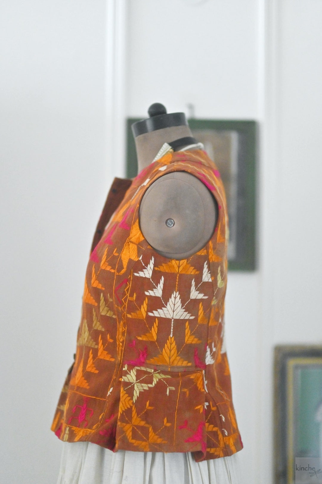 Baani, One of a Kind, Vintage Bagh Phulkari Vest, Medium - kinchecom