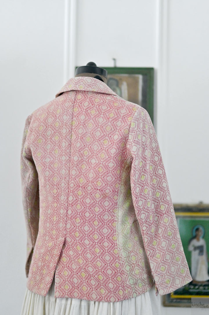 Kai, Vintage Kanta Quilt Jacket with Rabari Kutch Patchwork, Hand Embroidered, Medium - kinchecom