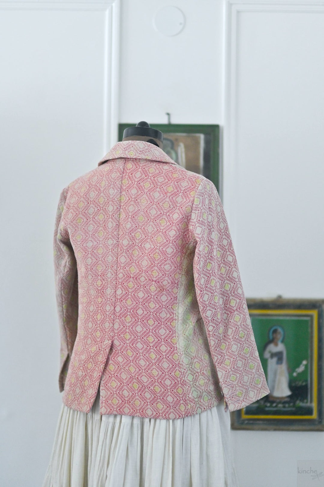 Kai, Vintage Kanta Quilt Jacket with Rabari Kutch Patchwork, Hand Embroidered, Medium - kinchecom