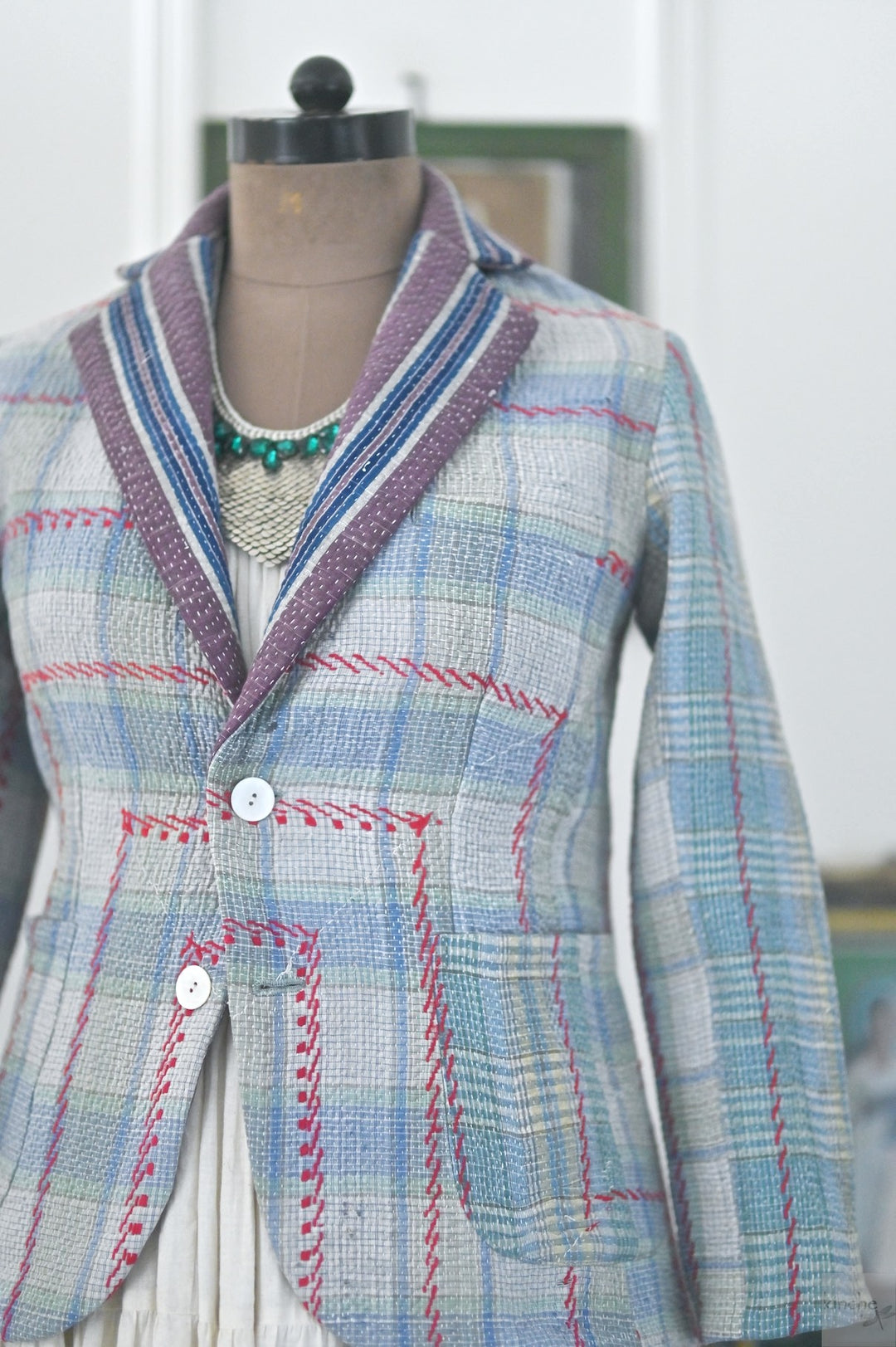 Quinn, Rare Weave kantha Quilt from Early 1800&