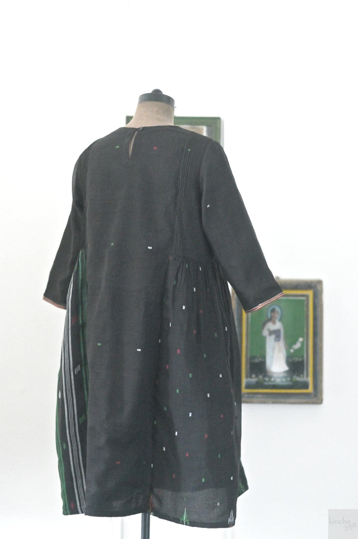 Zainab, Vintage Jamdani Saree, Up Cycled dress in M/L - kinchecom