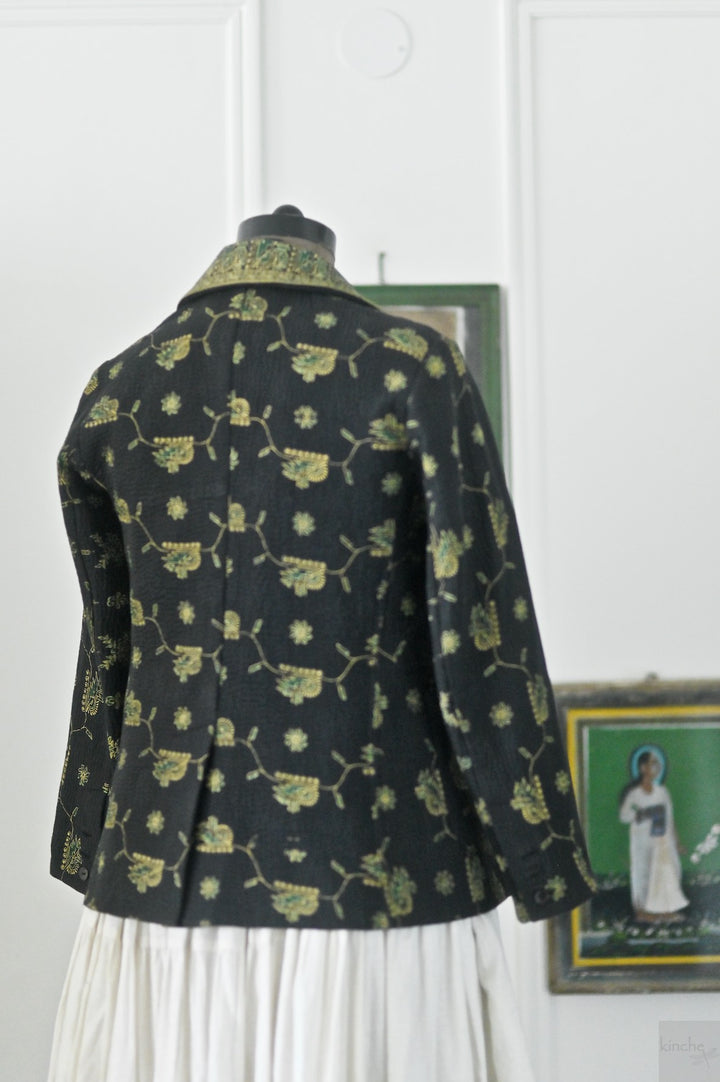 Ashton, Vintage Kanta Quilt Blazer Jacket in Black, Medium - kinchecom
