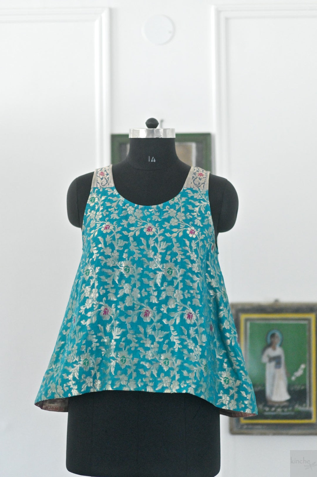 Siya, Vintage Organza and Zari Blouse, Back Tie - kinchecom