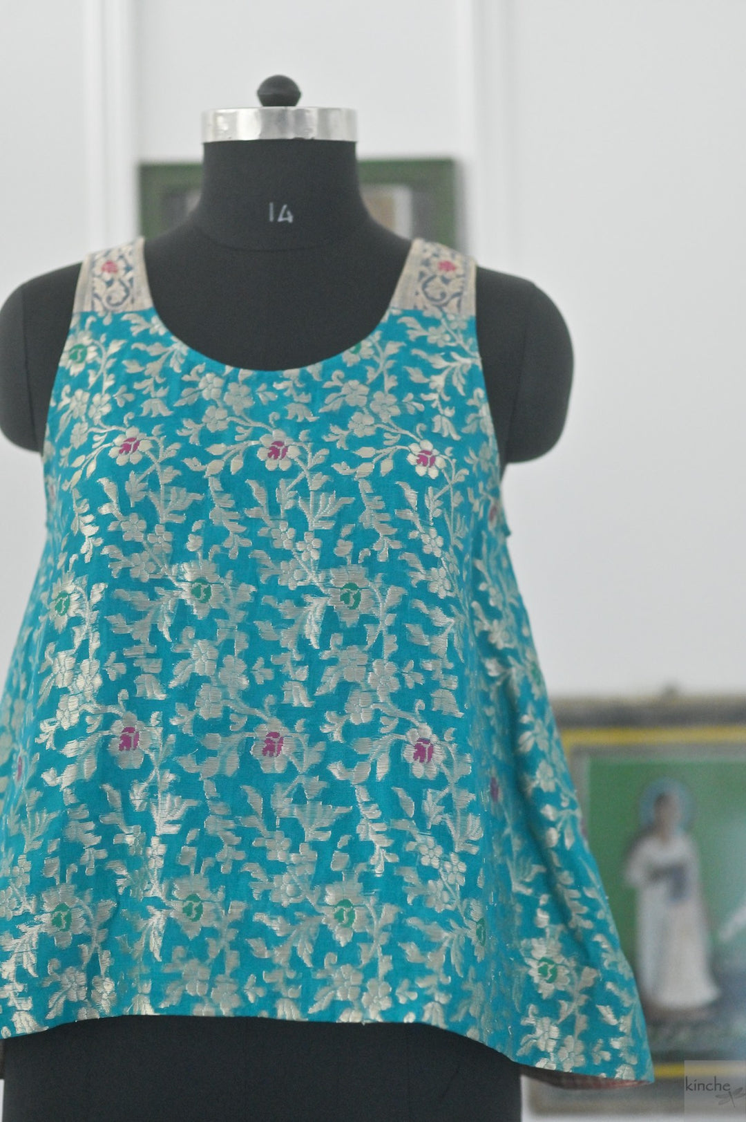 Siya, Vintage Organza and Zari Blouse, Back Tie - kinchecom