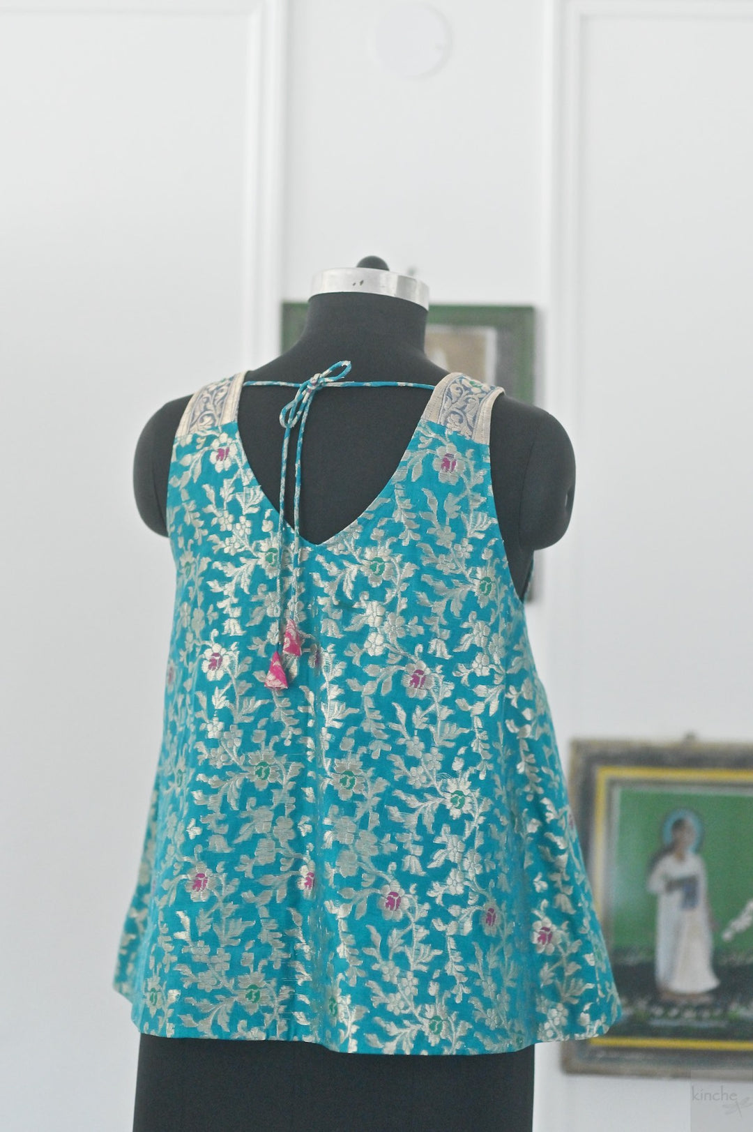 Siya, Vintage Organza and Zari Blouse, Back Tie - kinchecom