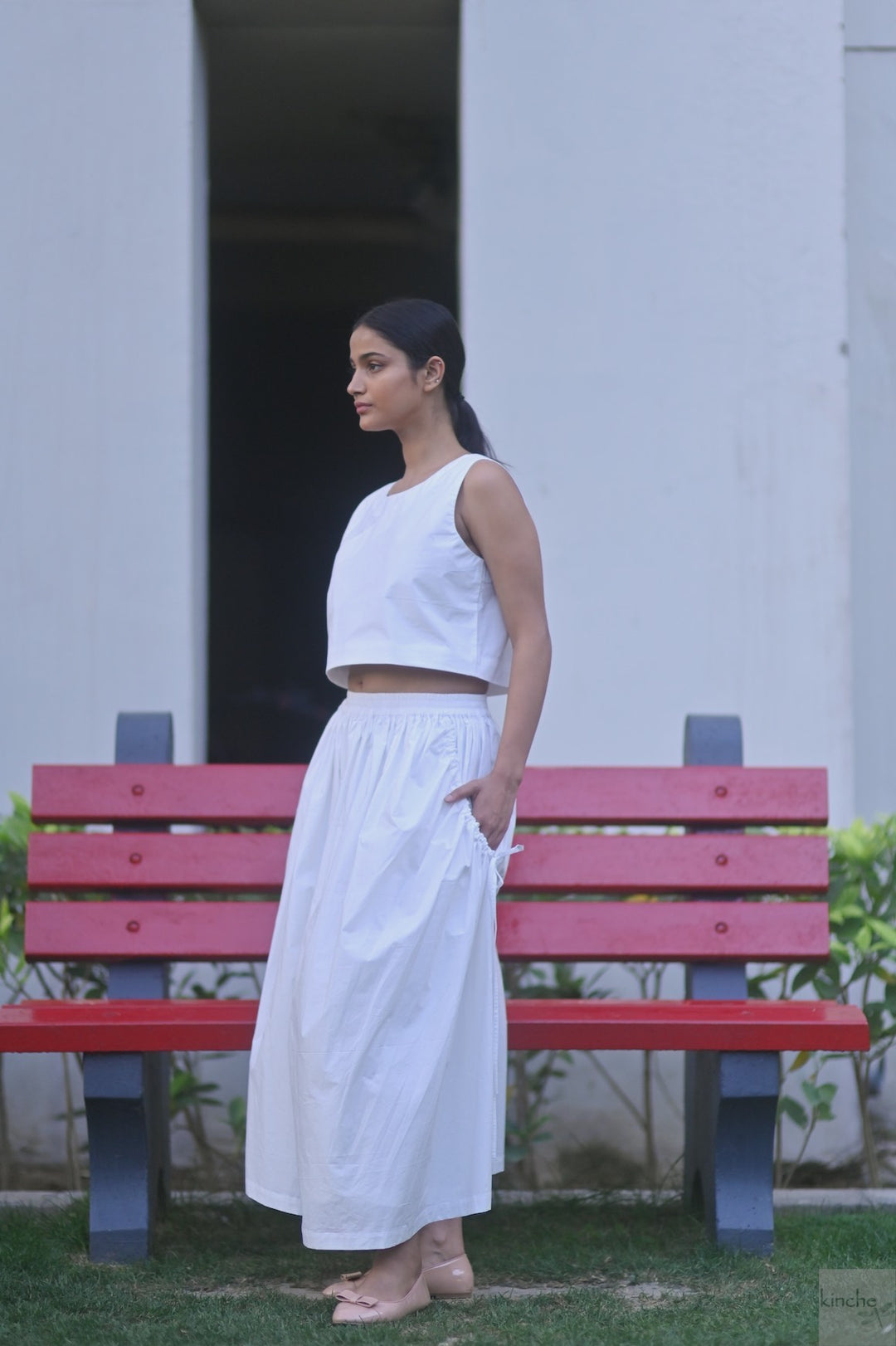 Lima Asymmetrical Dress with White Wrap Blouse - kinchecom