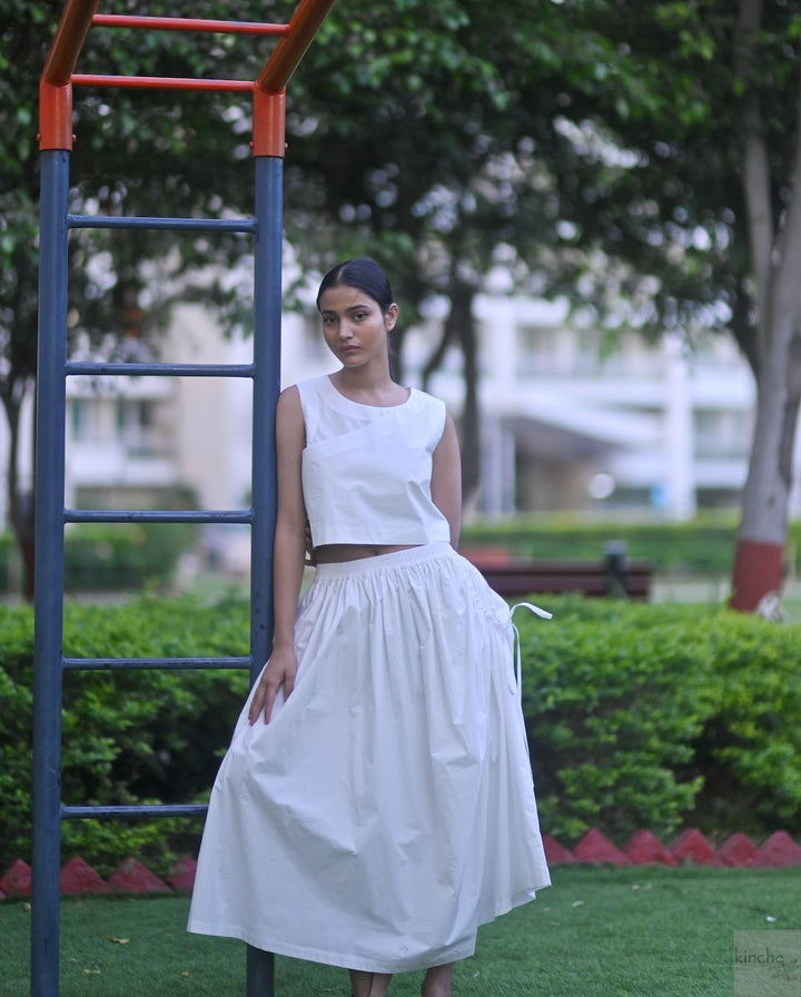 Lima Asymmetrical Dress with White Wrap Blouse - kinchecom