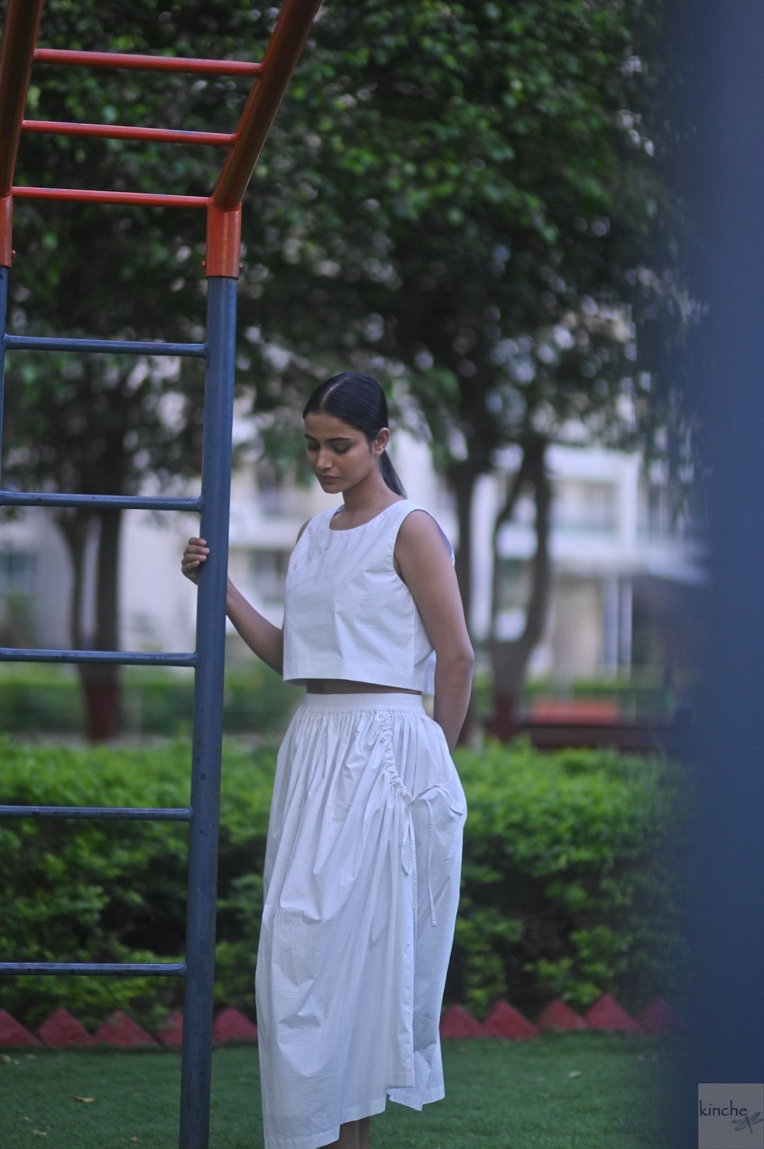 Lima Asymmetrical Dress with White Wrap Blouse - kinchecom