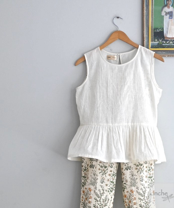 Corum, Khadi, Handmade Cotton Blouse in Off White - kinchecom