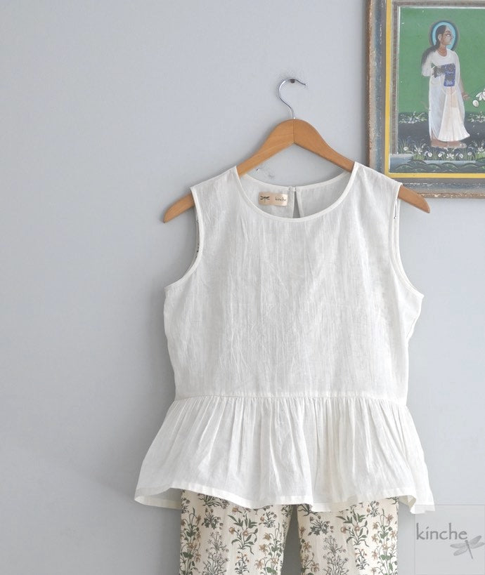 Corum, Khadi, Handmade Cotton Blouse in Off White - kinchecom