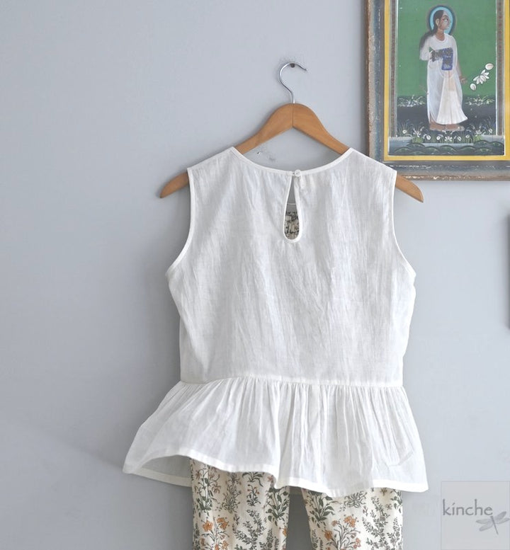 Corum, Khadi, Handmade Cotton Blouse in Off White - kinchecom