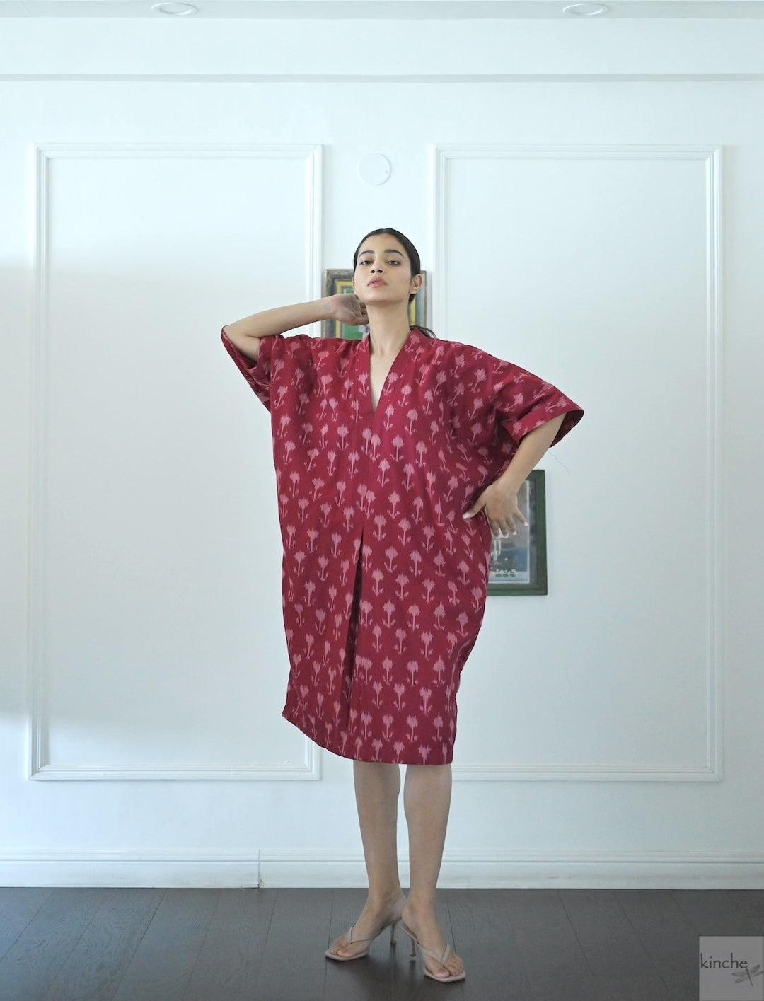 Beirut, Hand  Woven Ikat Weave Kaftan Dress - kinchecom