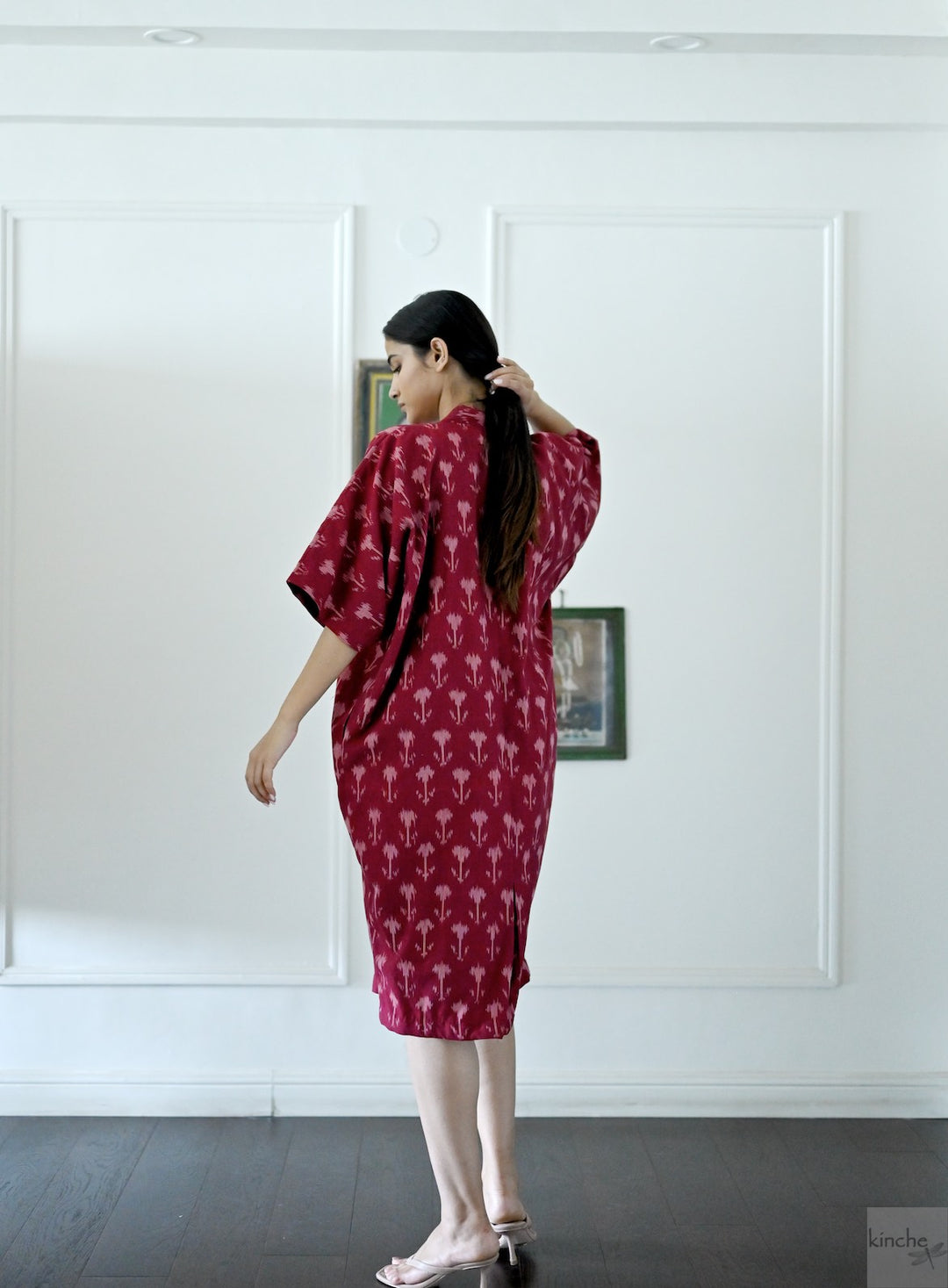 Beirut, Hand  Woven Ikat Weave Kaftan Dress - kinchecom