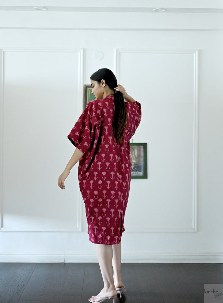 Beirut, Hand  Woven Ikat Weave Kaftan Dress - kinchecom