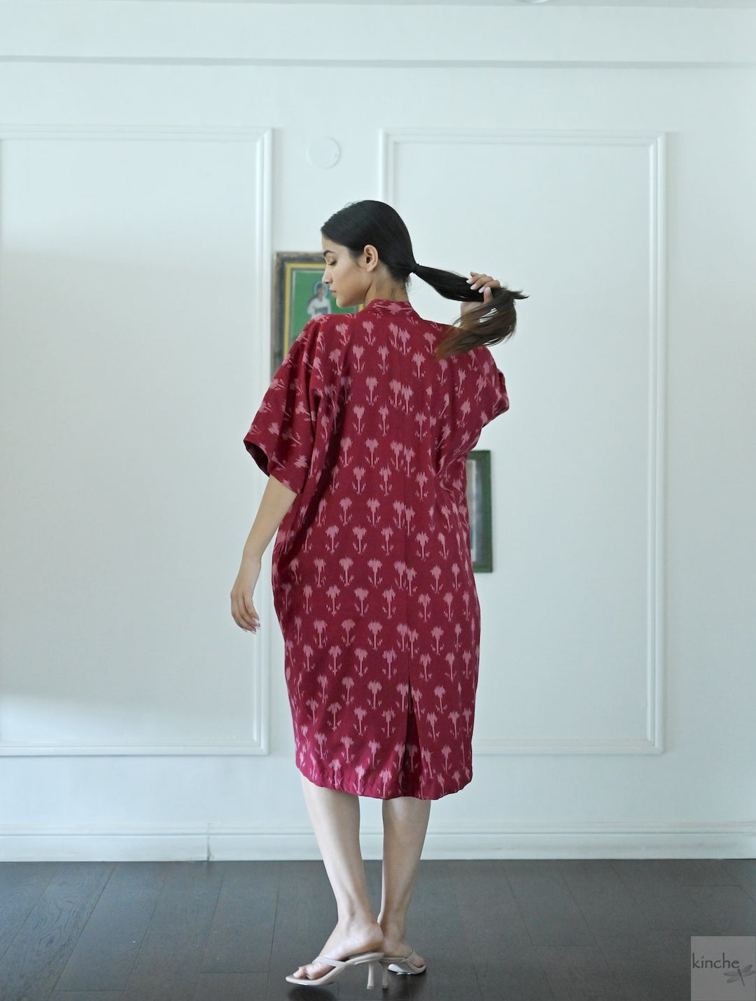 Beirut, Hand  Woven Ikat Weave Kaftan Dress - kinchecom