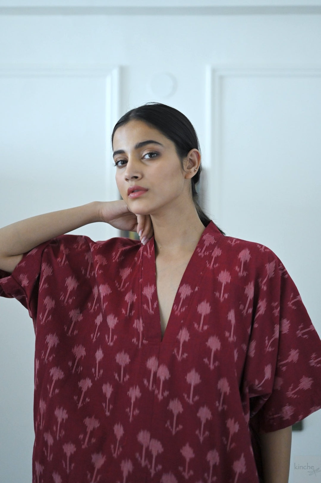 Beirut, Hand  Woven Ikat Weave Kaftan Dress - kinchecom