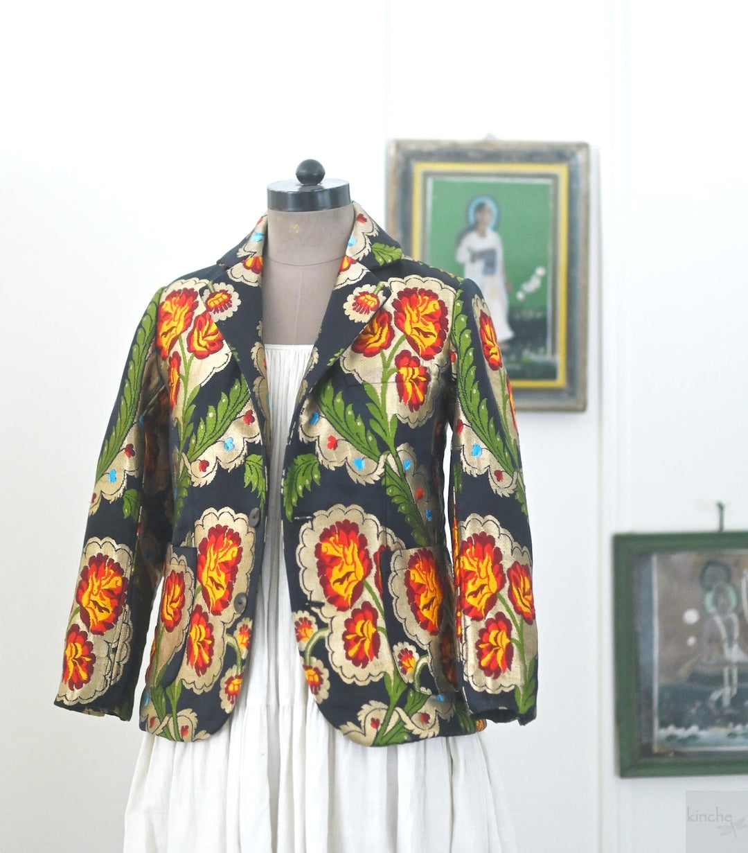 Dolma, Gyasar Silk &amp; Copper Zari, Blazer in Black - kinchecom