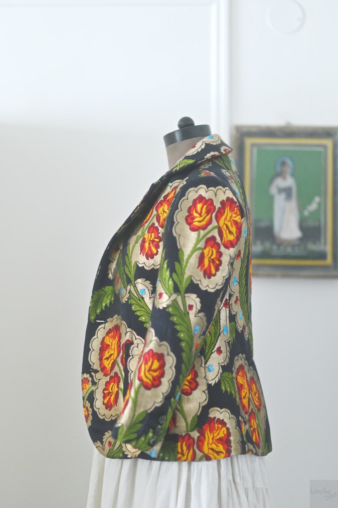 Dolma, Gyasar Silk &amp; Copper Zari, Blazer in Black - kinchecom