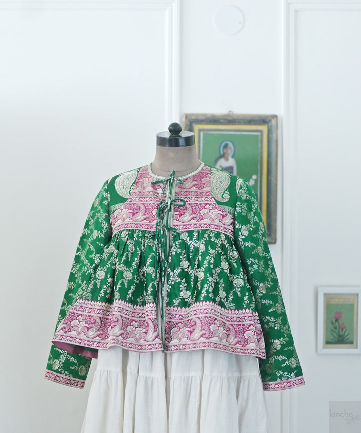 Disha, Medium, Vintage Katan Silk Saree Kedia, Up Cycled, Handmade