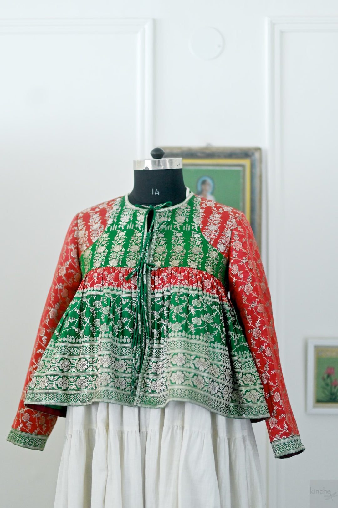 Chenab, vintage saree, Zari Katan Silk Kedia in Large - kinchecom