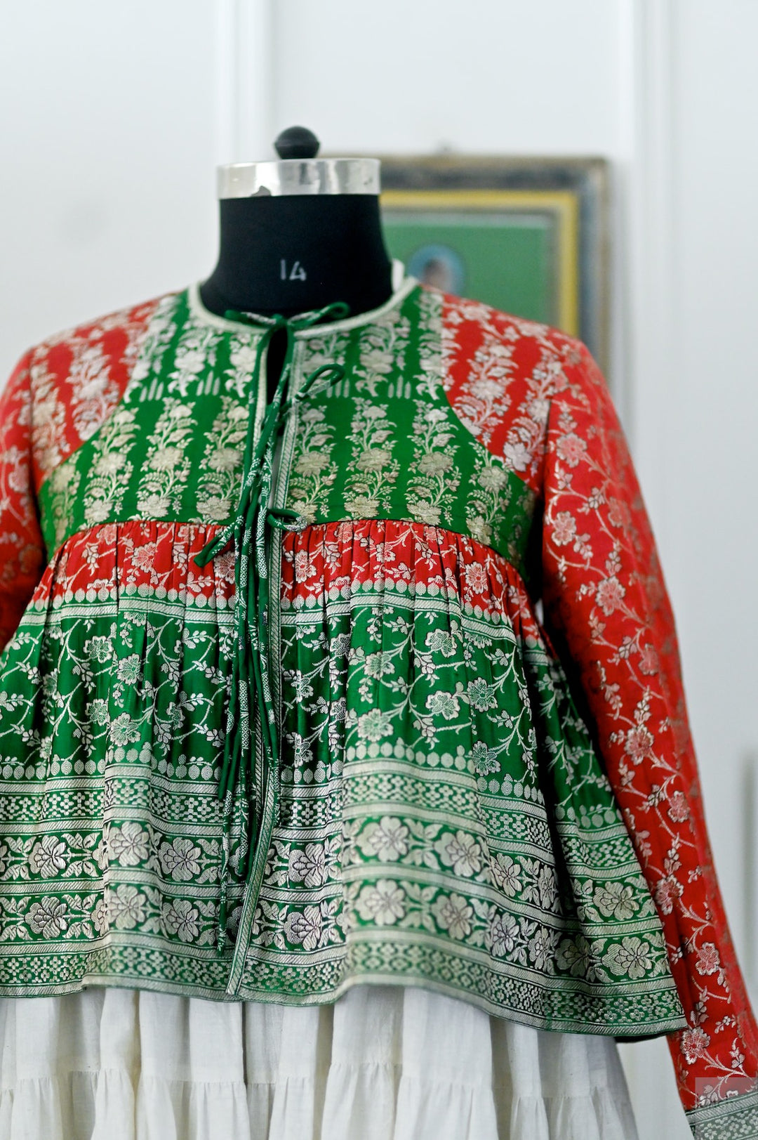 Chenab, vintage saree, Zari Katan Silk Kedia in Large - kinchecom