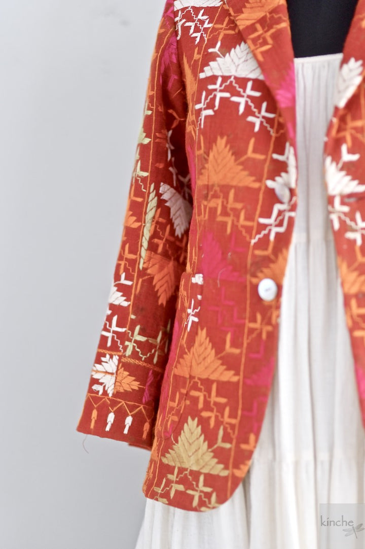 Ajooni, Sustainably made, Vintage Phulkari Bagh Blazer for Women/One of a Kind - kinchecom