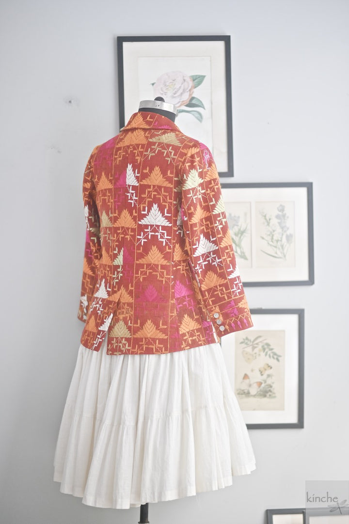Ajooni, Sustainably made, Vintage Phulkari Bagh Blazer for Women/One of a Kind - kinchecom