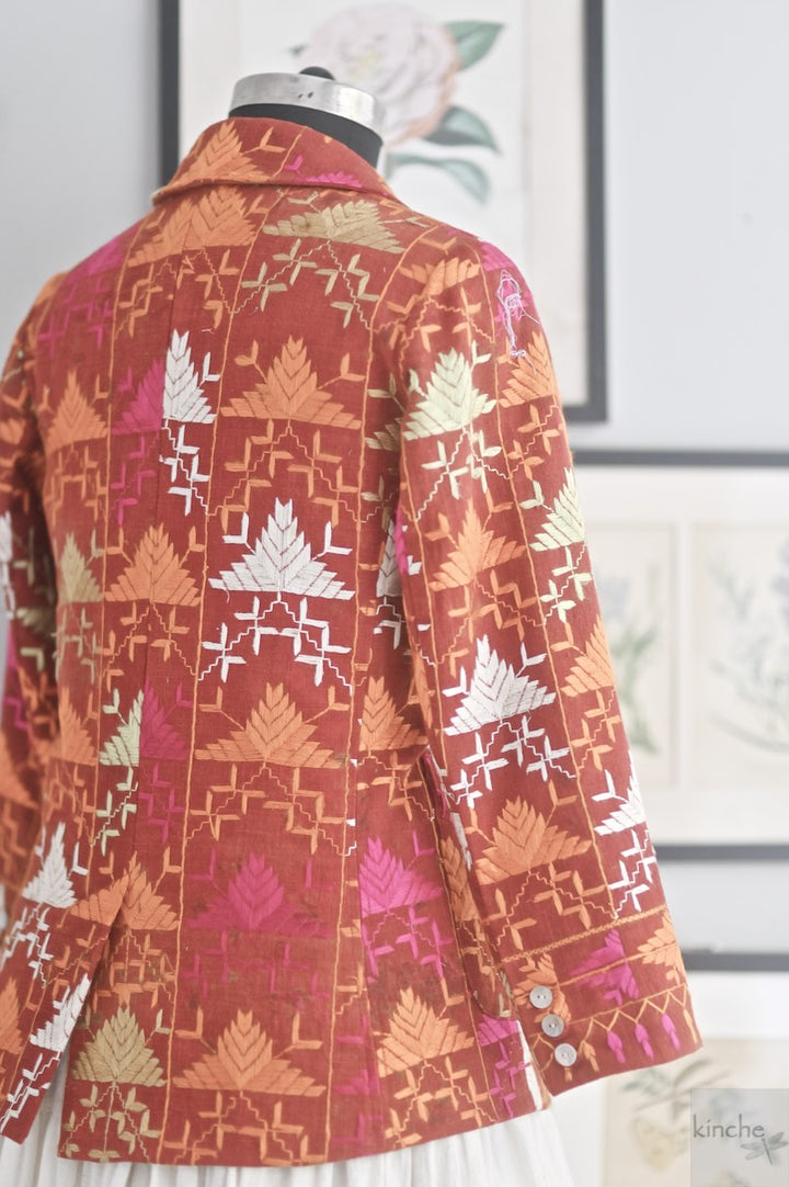 Ajooni, Sustainably made, Vintage Phulkari Bagh Blazer for Women/One of a Kind - kinchecom