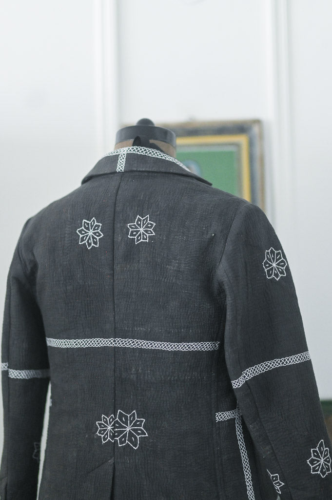 Shelby, Vintage Kanta Quilt Blazer Jacket in Black, Medium - kinchecom