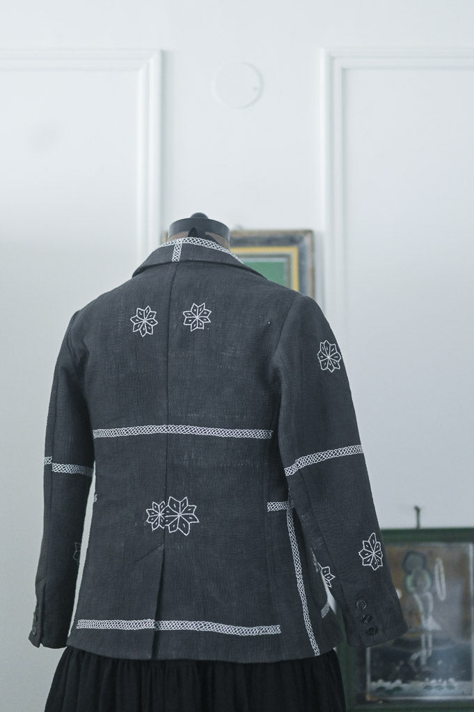 Shelby, Vintage Kanta Quilt Blazer Jacket in Black, Medium - kinchecom