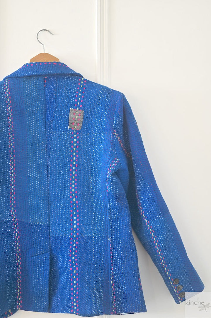 Hunter, Chest 42 Inches, XL, Distressed Vintage Fabric Kantha Blazer for Men, kinche Rare* - kinchecom
