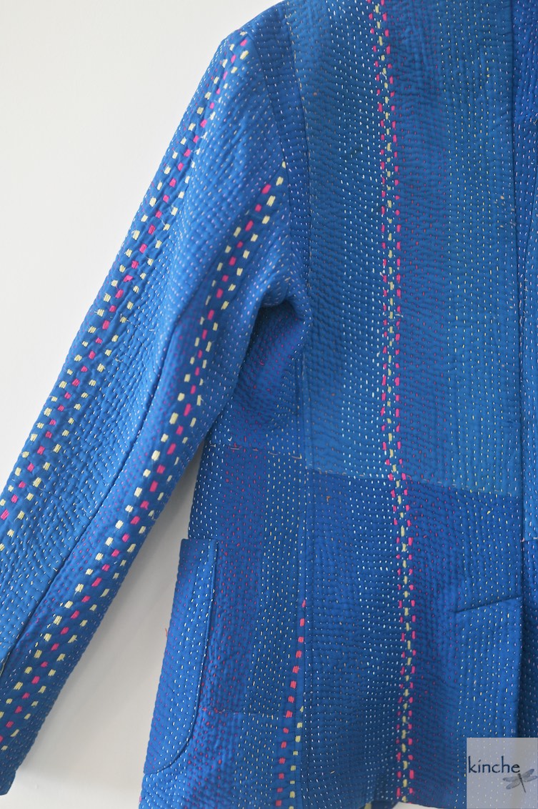 Hunter, Chest 42 Inches, XL, Distressed Vintage Fabric Kantha Blazer for Men, kinche Rare* - kinchecom