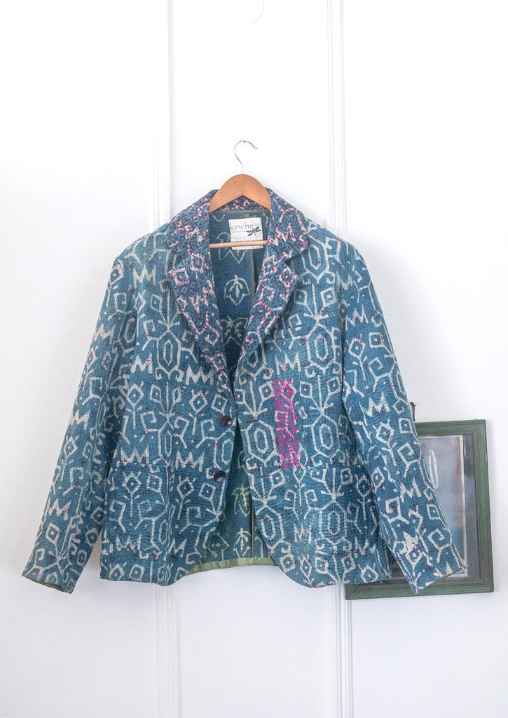 Abner, Sustainably made Kantha Boho Blazer, Chest/Bust 44 Inches - kinchecom
