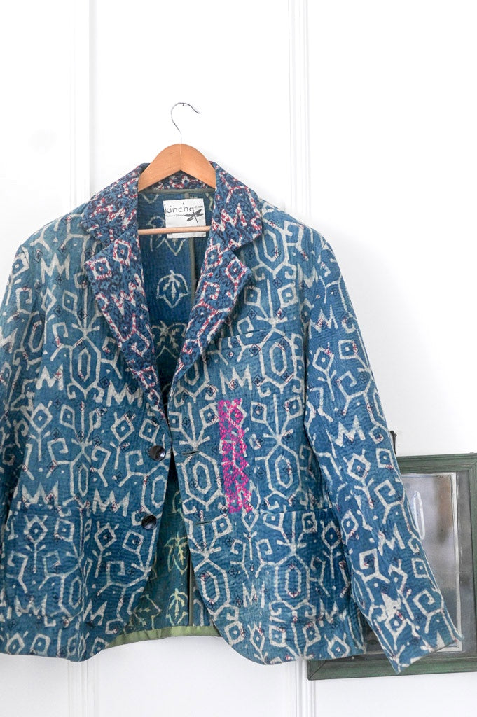 Abner, Sustainably made Kantha Boho Blazer, Chest/Bust 44 Inches - kinchecom