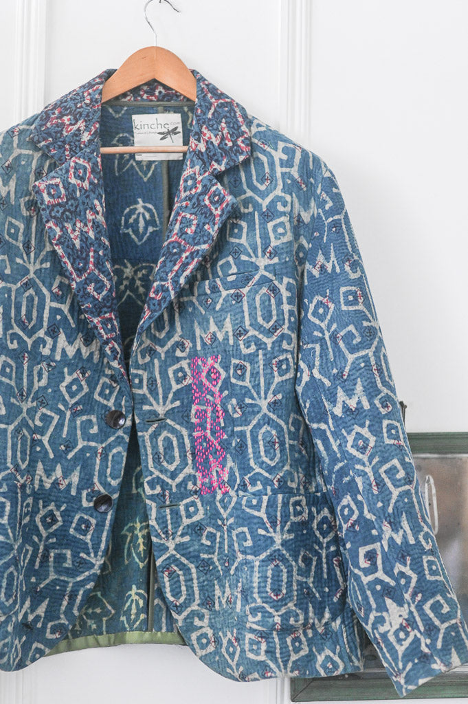 Abner, Sustainably made Kantha Boho Blazer, Chest/Bust 44 Inches - kinchecom